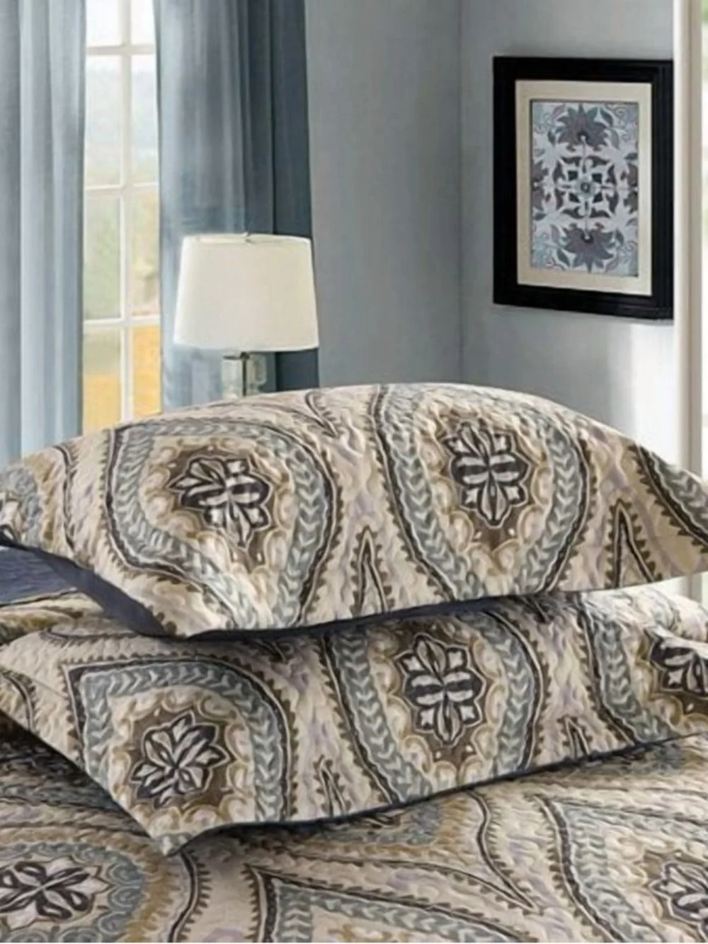 Elegant Paisley king/cal king 3 piece quilt set